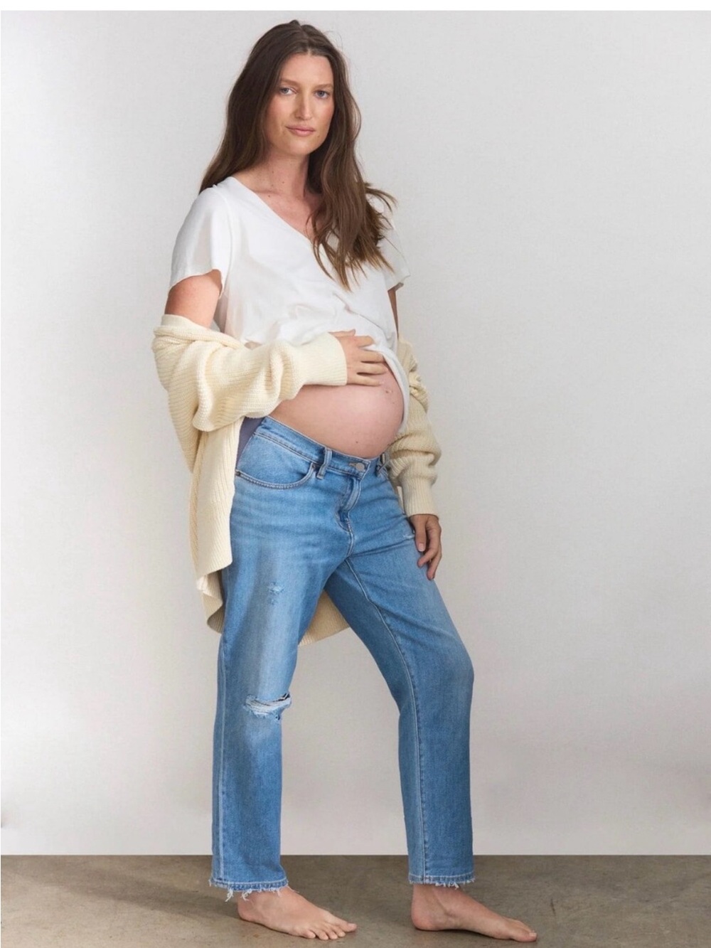 Hatch Light Blue Distressed Straight-Leg Jeans